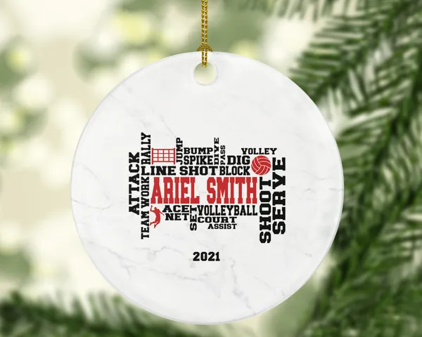 Volleyball Team Player Sports Christmas Ornament, Coach Gift Game Playing Personalized Gamer Custom Ball with Name Fan Hobby