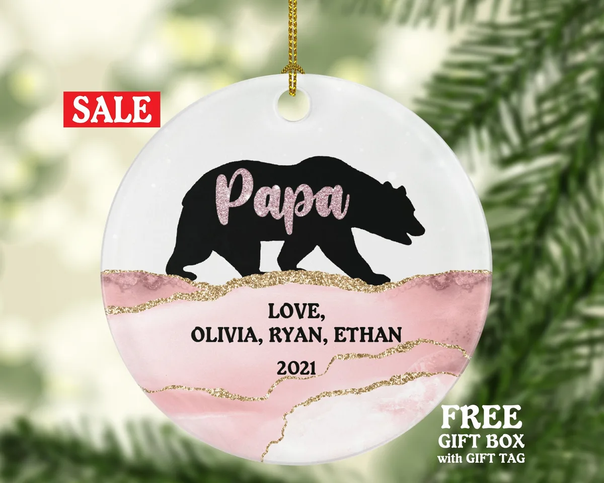 Papa Bear Ornament, Gift for Men, Papa Bear Gift, Father's Day Gift, Christmas Ornament for Dad