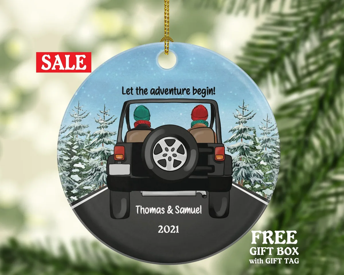Car Driving Friends Christmas Ornament - Traveled Together First Trip Male Boy Personalized New Car Gift for SUV Adventure