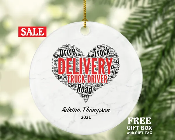 Delivery Truck Driver Mailman Christmas Ornament Personalized - Postal Worker Mail Carrier Appreciation Gift Thank You Essential Worker