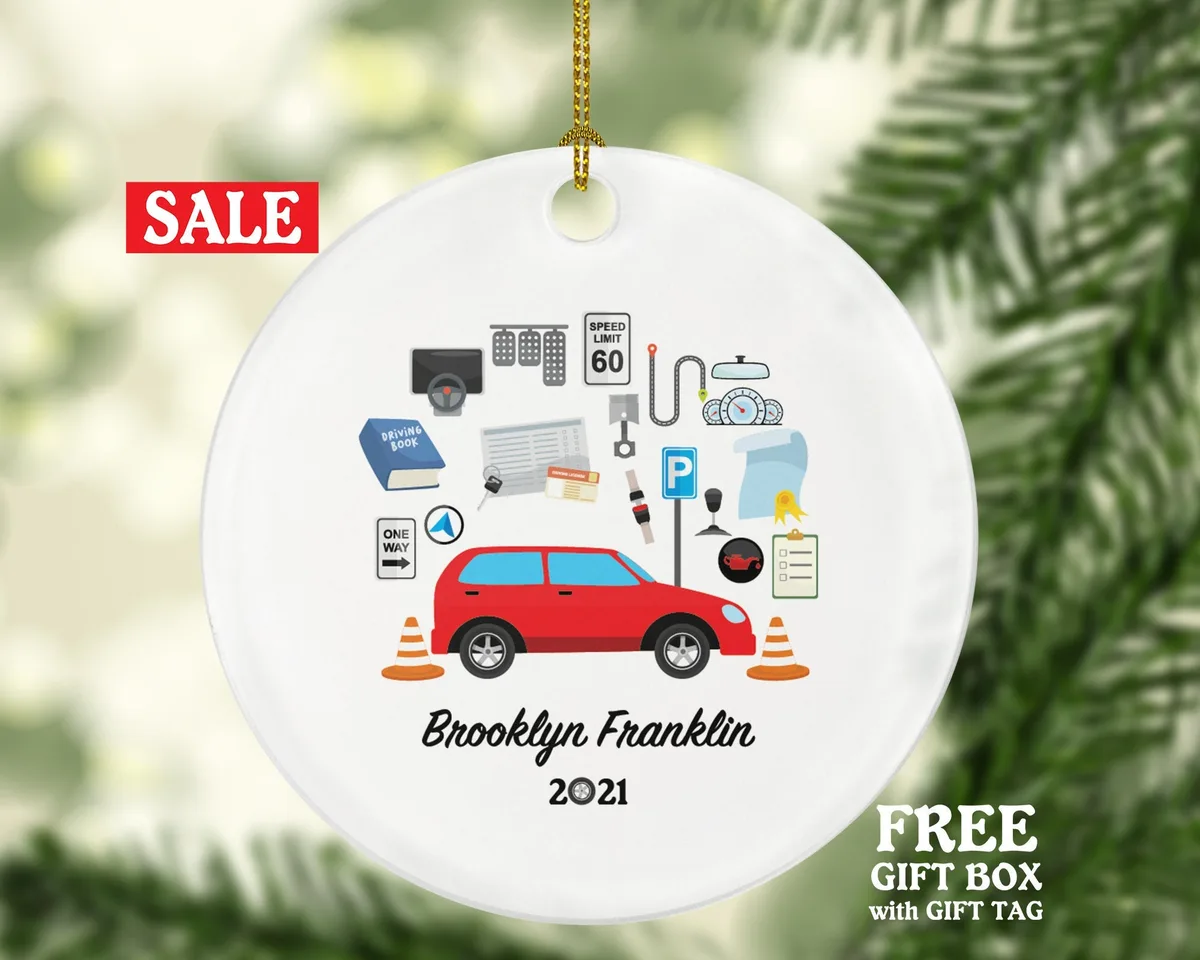 Driving School Owner Worker Christmas Ornament Personalized - New Driver Car New License Owner Driver's License Plate Custom Gift