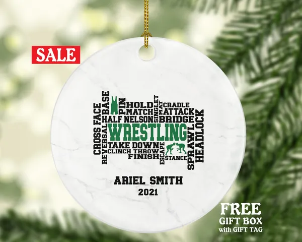 Wrestling Christmas Ornament Personalized - Wrestling Team Custom Gift - Wrestler Ornament