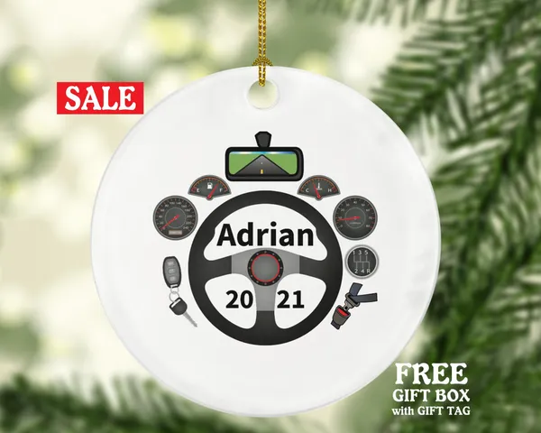 New Driver Christmas Ornament Personalized - Driving Car License Owner Driver's License Plate Custom Gift For Teenage