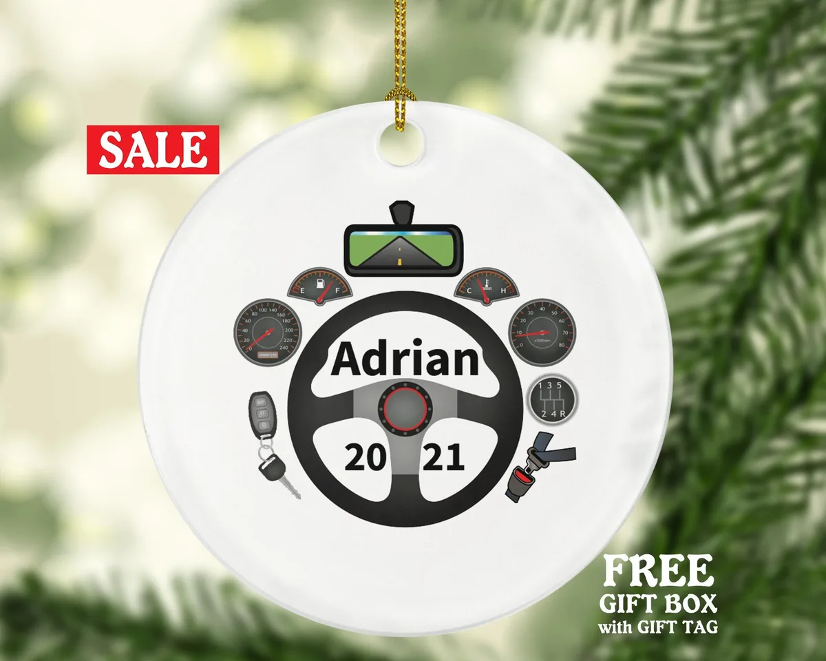 New Driver Christmas Ornament Personalized - Driving Car License Owner Driver's License Plate Custom Gift For Teenage