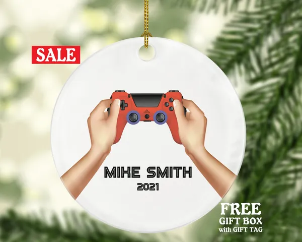 Video Game Lover Player Gamer Christmas Ornament Personalized - Playing Game Controller Addict Hobby