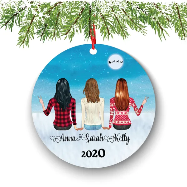 Soul Sisters for 3, Best Friends Christmas Ornament for Sisters, Personalized Ornament, BFF Gift, Personalized Friend Ornament, Besties
