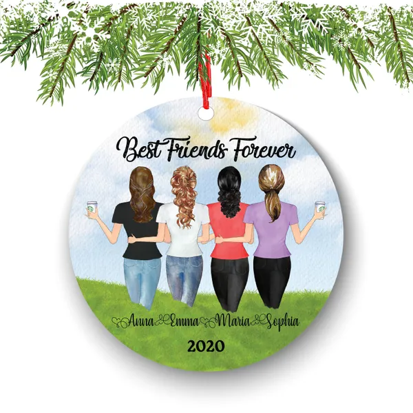 Soul Sisters for 4, Best Friends Christmas Ornament for Sisters, Personalized Ornament, BFF Gift, Personalized Friend Ornament, Besties