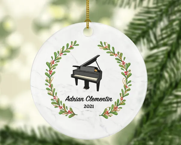Piano Christmas Ornament Personalized - Musical Instrument Pianist Playing Piano, Gift for Pianist