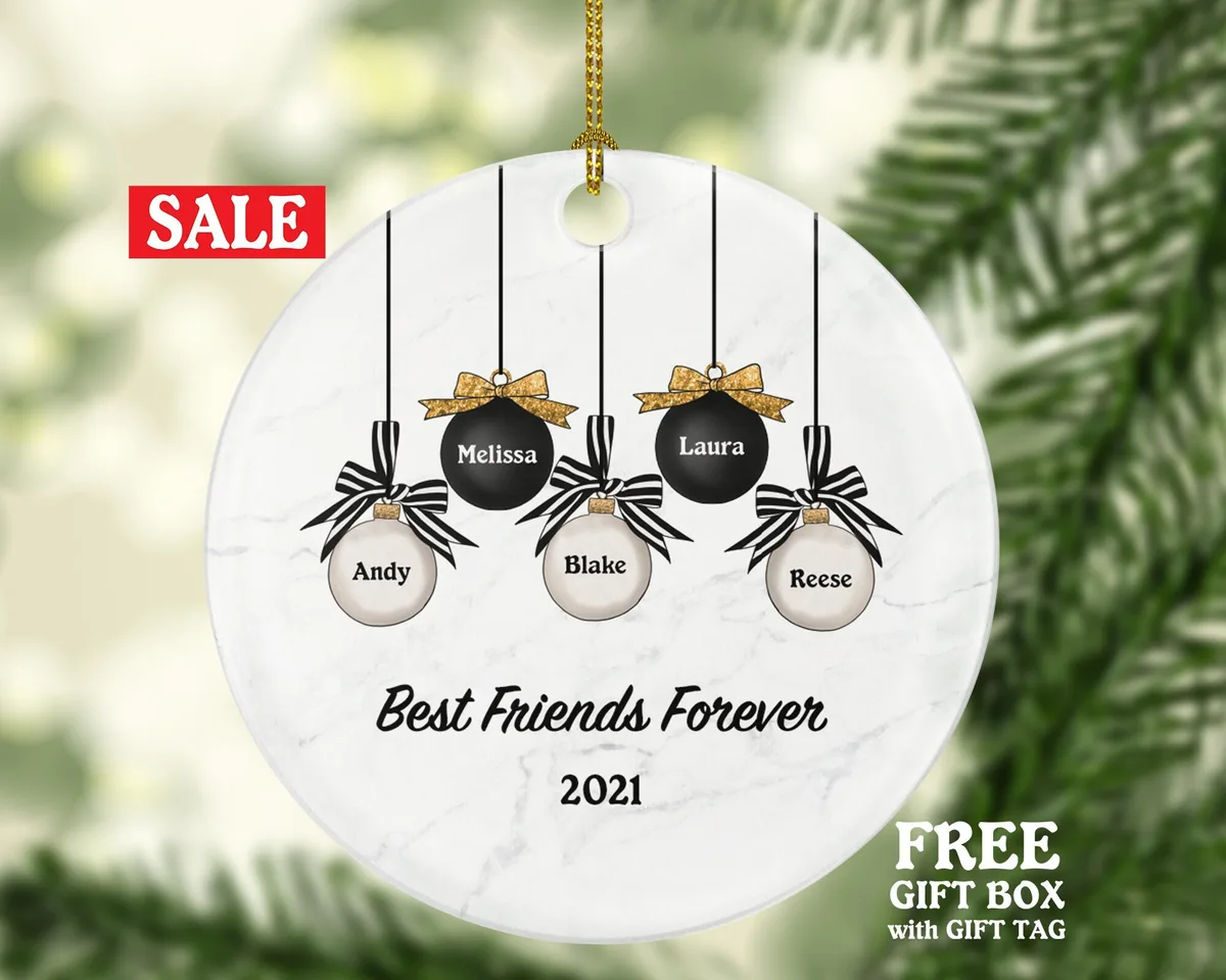 Best Friends Christmas Ornament Personalized - BFF Gift Besties Soul Sisters Custom