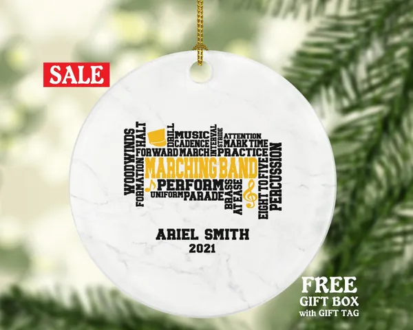 Marching Band Christmas Ornament Personalized - School Marching Band Gift - Custom Name Year
