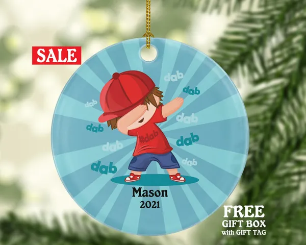 Dabbing Boy Personalized Christmas Ornament / Dabbing Boy Personalized Christmas Ornament / Dance Boy / Dabbing Ornament / Dab Ornament