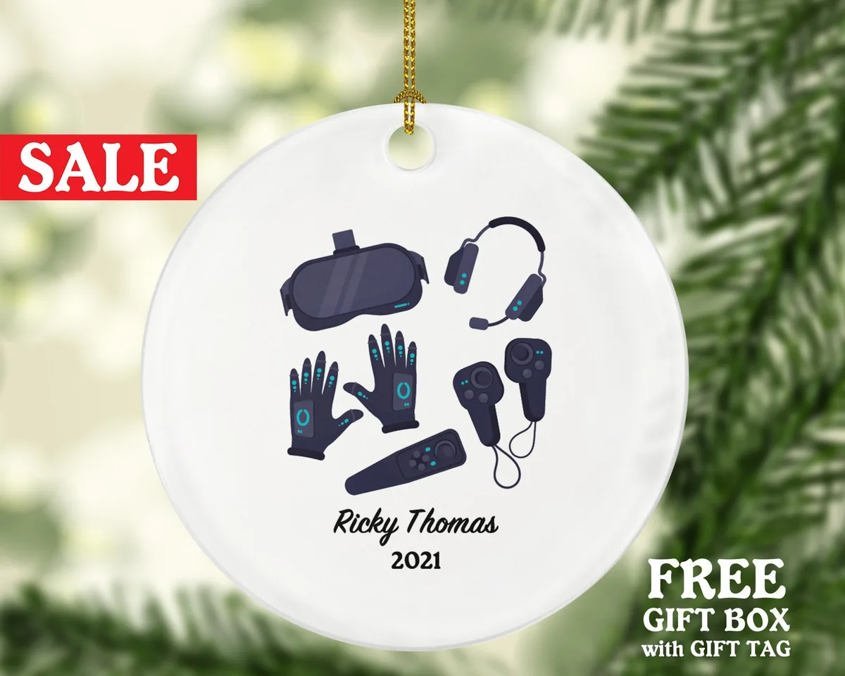 Virtual Reality Personalized Christmas Ornament -  Custom VR Video Gamer Game VR Equipment Gift