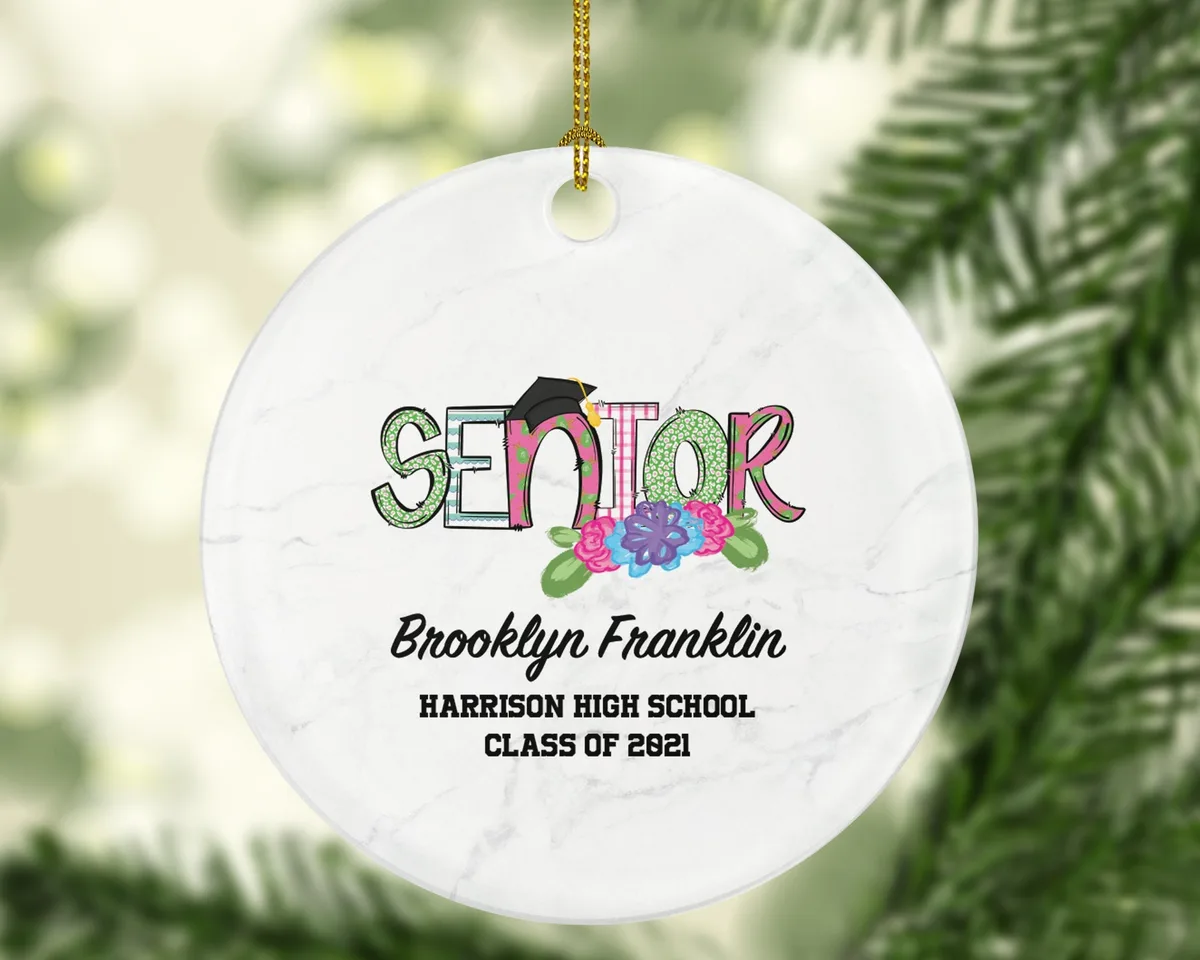 Senior Graduation Christmas Ornament Personalized - Class of Gift Graduate Masters Bachelor Doctorate College High School Degree Gift