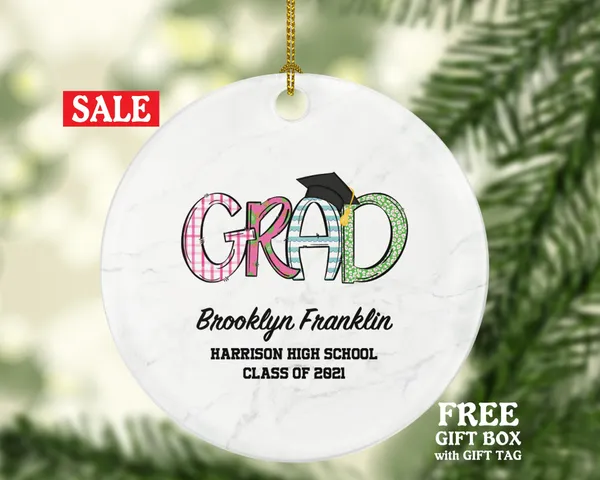 Graduation Christmas Ornament Personalized - Class of Gift Graduate Masters Bachelor Doctorate College High School Degree Gift