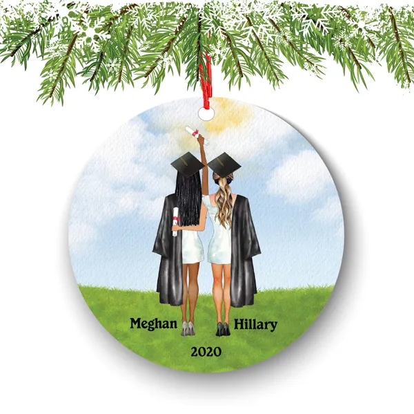 Personalized Graduation Christmas Ornament Class of 2020 2021 for Graduate Female Bff Besties Masters Bachelor Doctorate College High School