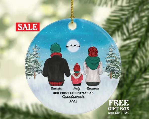 First Christmas As Grandparents Ornament - Personalized New Grandma and Grandpa Gift