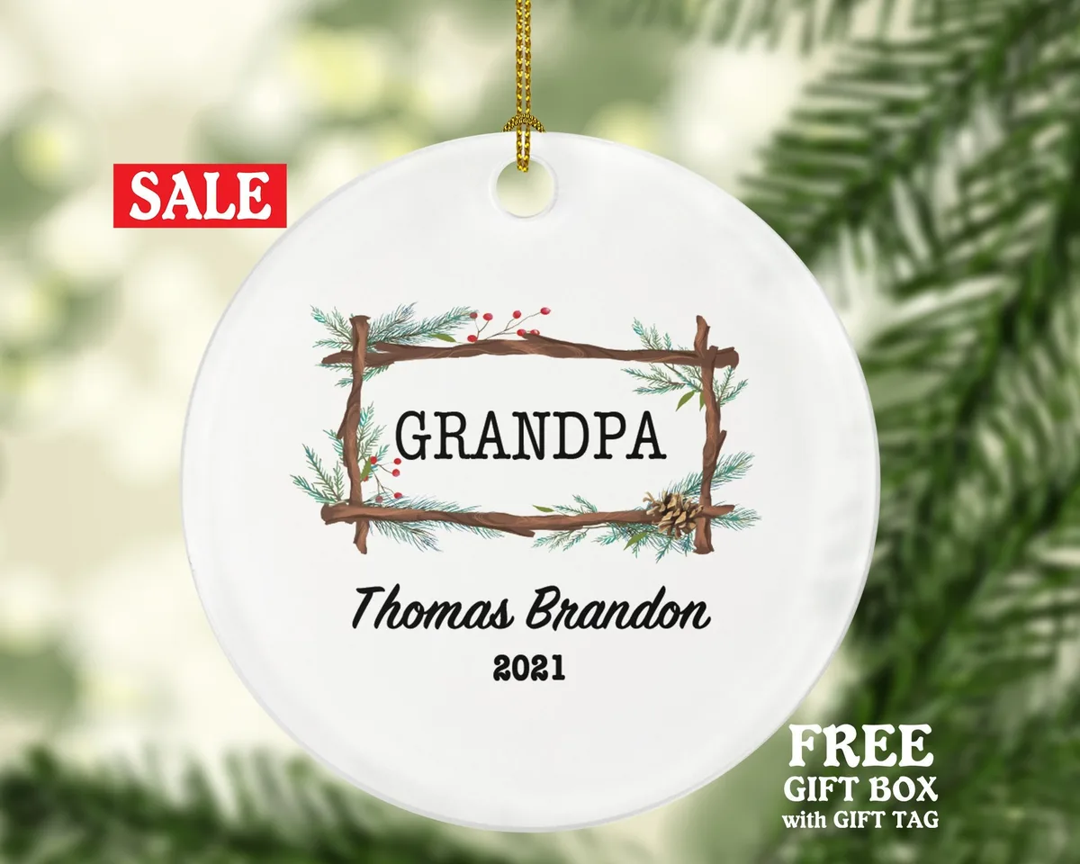 Grandpa Personalized Christmas Ornament - Best Grandpa Ever Custom Gift / G-pa gift from Grandchild