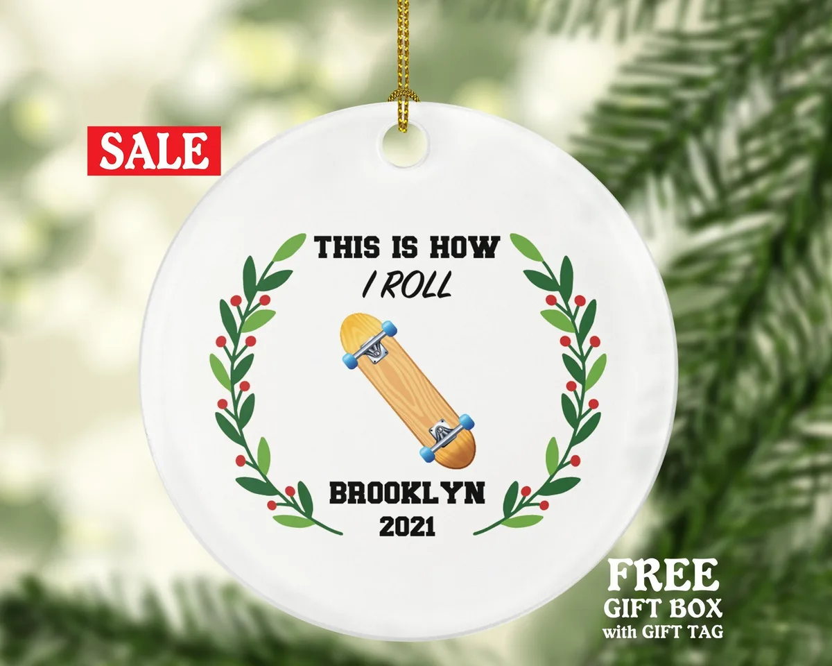 Skateboard Christmas Ornament Personalized - Skateboarder Skateboarding Custom Gift - Skate Board - This is How I Roll