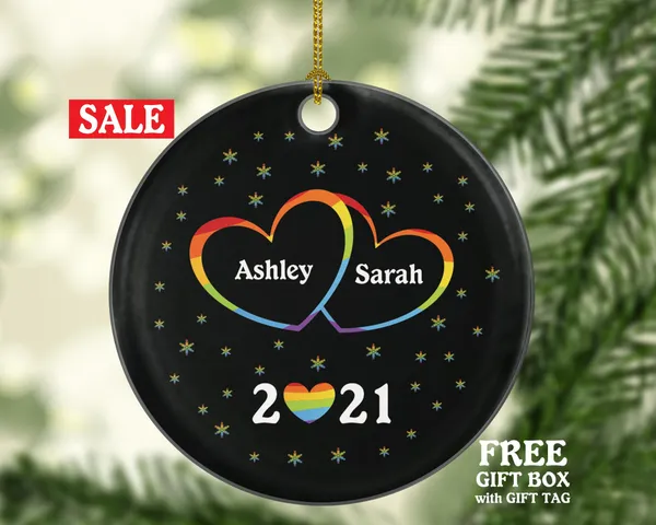 Pride Rainbow / Gay Lesbian Couple Christmas Ornament / First Christmas Ornament / Personalized Christmas Ornament / Love is Love / Same Sex