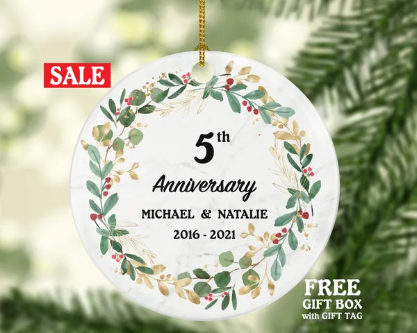 Anniversary Christmas Ornament Personalized, Anniversary Gift, 1st 5th 10th 25th 40th 50th Marriage Anniversary Gift