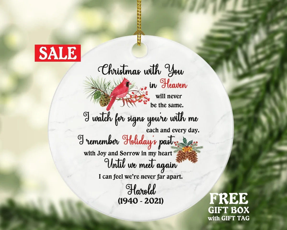 Christmas with You In Heaven, Memorial Ornament, Floating Christmas In Memory of, Remembrance Gift Personalized Custom