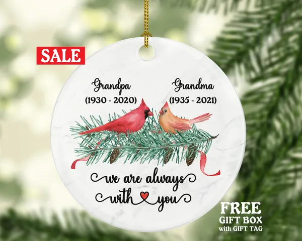 Memorial Ornament, Floating Christmas In Memory of a Remembrance Gift We are Always with You Personalized Couple, Custom Grandparent