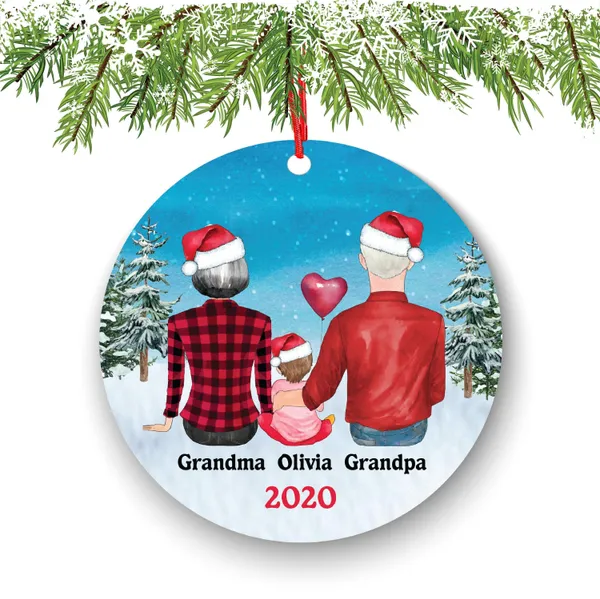Grandparents Christmas Ornament: Personalized Baby Boy or Girl - Ceramic