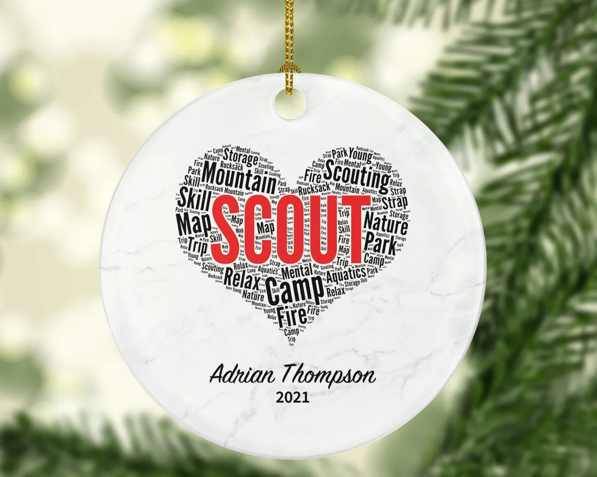 Scout Christmas Ornament Personalized - Camping Camper Christmas Vacation Trip Recreational Gift
