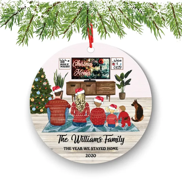 Cozy Family Christmas Ornament: Personalized Parents, Kids & Pets