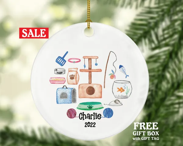 Cat Personalized Christmas Ornament Custom Pet Lover Owner Gift Fur Holiday Ornament Rescue