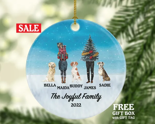 Couple with Dog Cat Personalized Christmas Ornament Fur Family Newly Married Together Custom Pet Mom Dad Lover Owner Holiday Rescue Breed