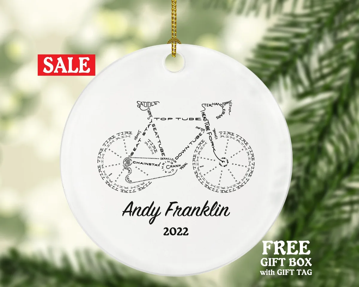 Bicycle Personalized Christmas Ornament - Cyclist Riding Bike Cycling Gift