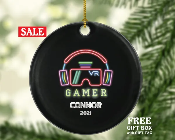 Virtual Reality Personalized Christmas Ornament -  Custom VR Video Gamer Game VR Gift
