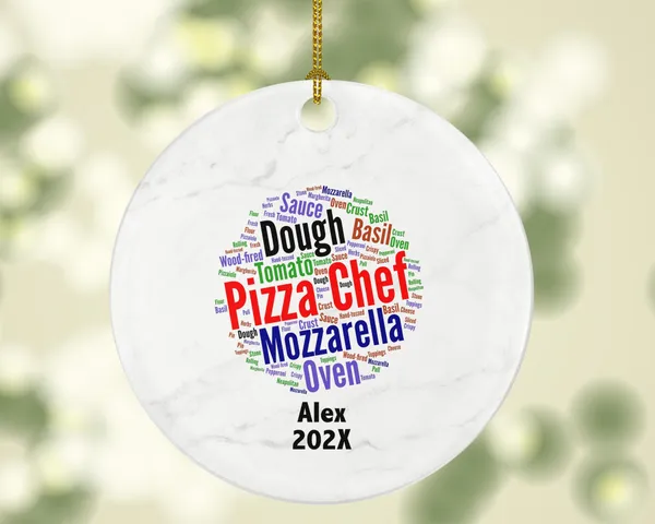 Personalized Pizza Chef Ornament – Custom Pizza Maker Christmas Gift – Culinary Word Art Ornament – Chef Holiday Keepsake