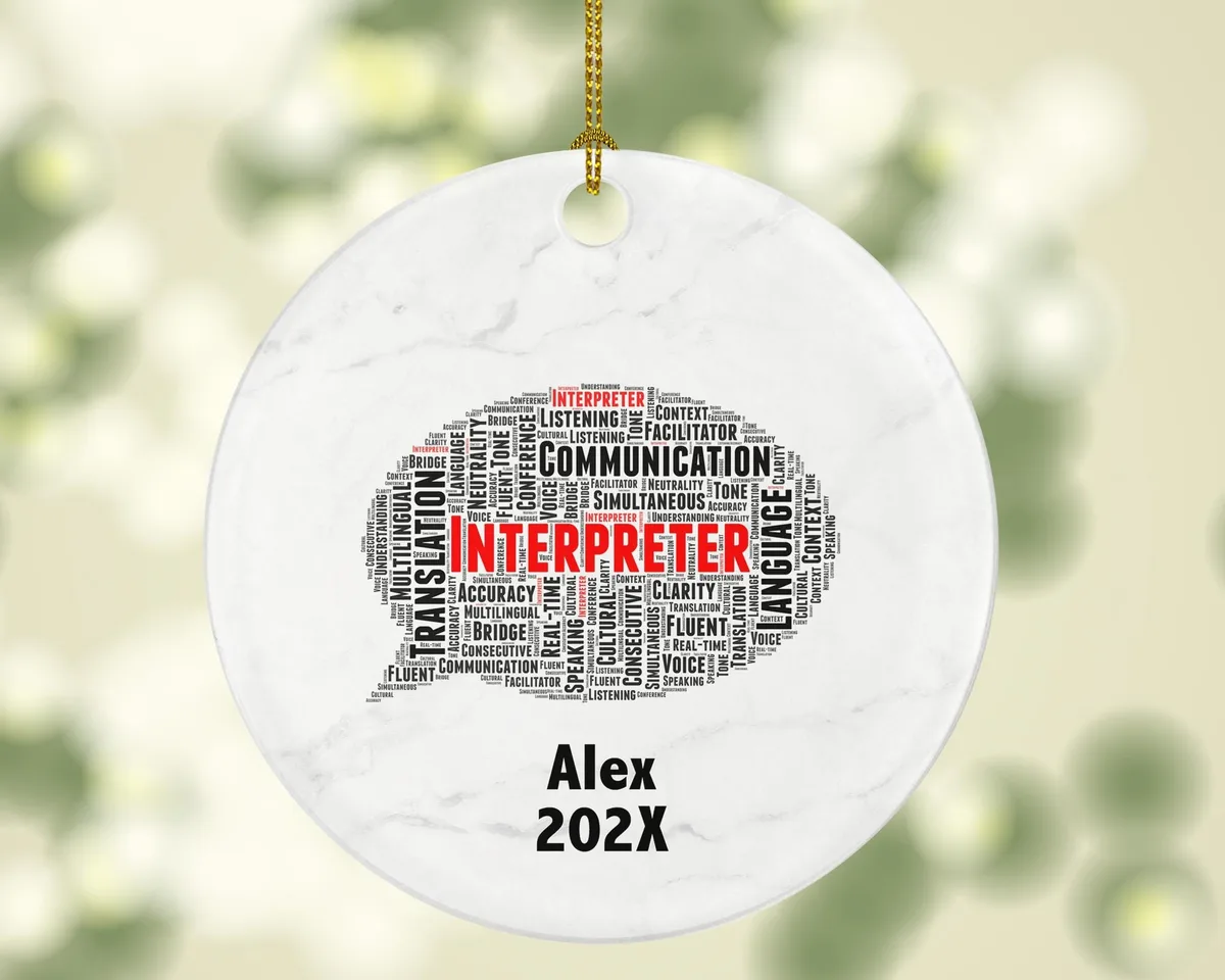 Personalized Interpreter Christmas Ornament – Custom Language Gift – Translator Ornament – Multilingual Communication Keepsake