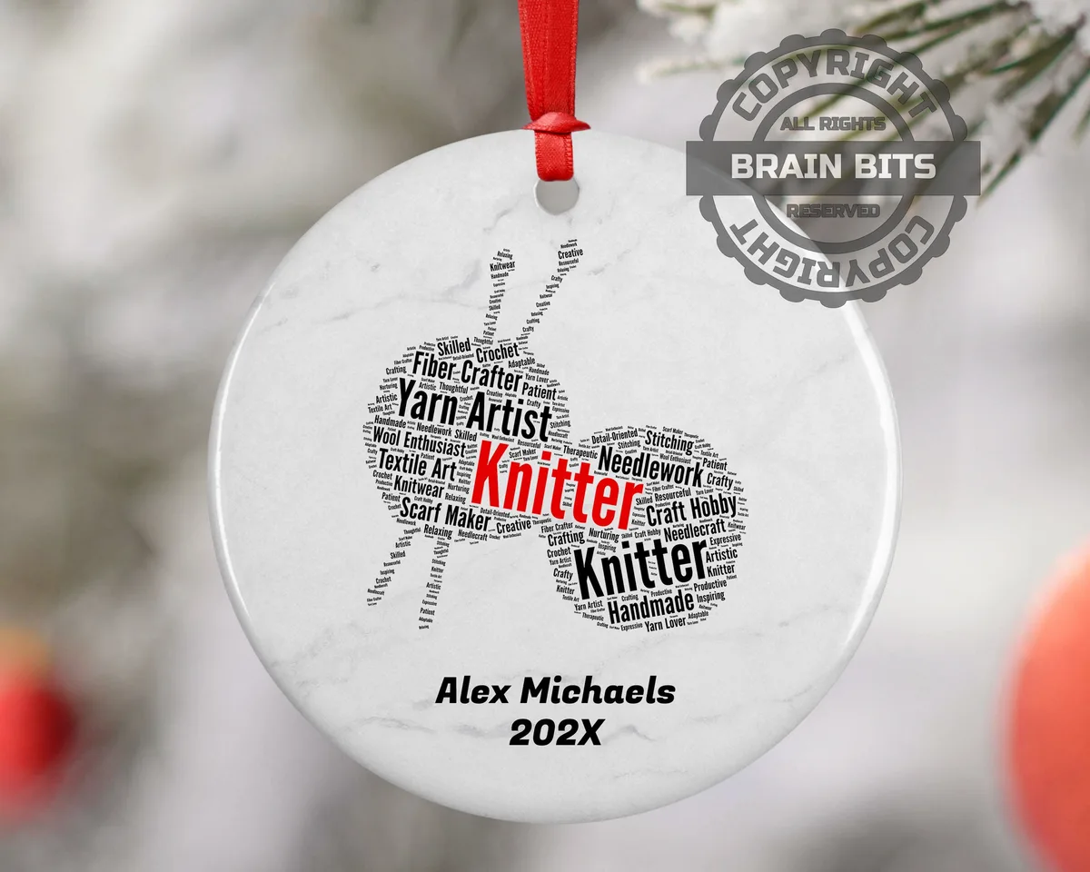 Knitter Personalized Christmas Ornament Backup