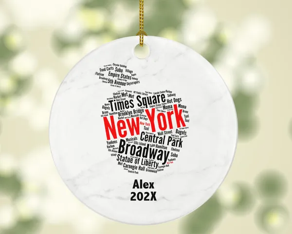 Personalized New York City Christmas Ornament – Custom Travel Keepsake – NYC Souvenir Gift – Times Square Broadway Holiday Ornament