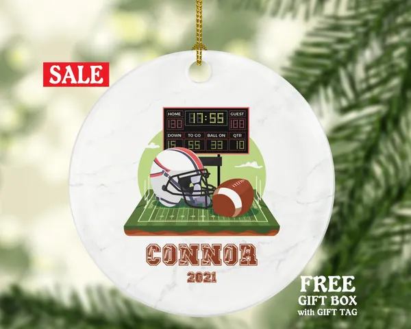Football Rugby Team Player Gamer Christmas Ornament Personalized - Sports Match Boys Senior Gift Custom Name