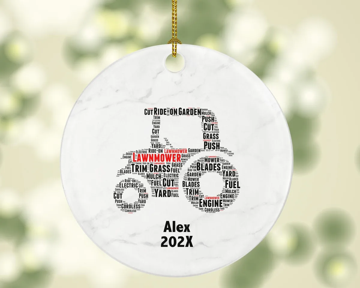 Personalized Lawnmower Christmas Ornament – Custom Gardening Gift – Yard Work Ornament – Landscaping Professional Keepsake