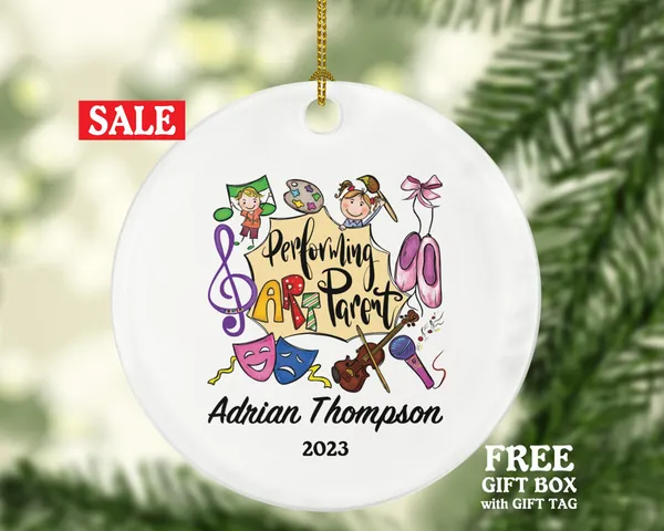 Performing Art Parent Personalized Ornament, Christmas Artist Art Lover Theater Singer Actor Actress Ballet Painter Mom Dad Mother Father