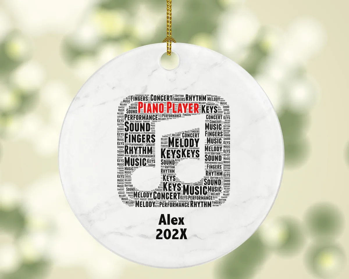 Personalized Piano Player Christmas Ornament – Custom Music Gift – Pianist Ornament – Musician Holiday Keepsake