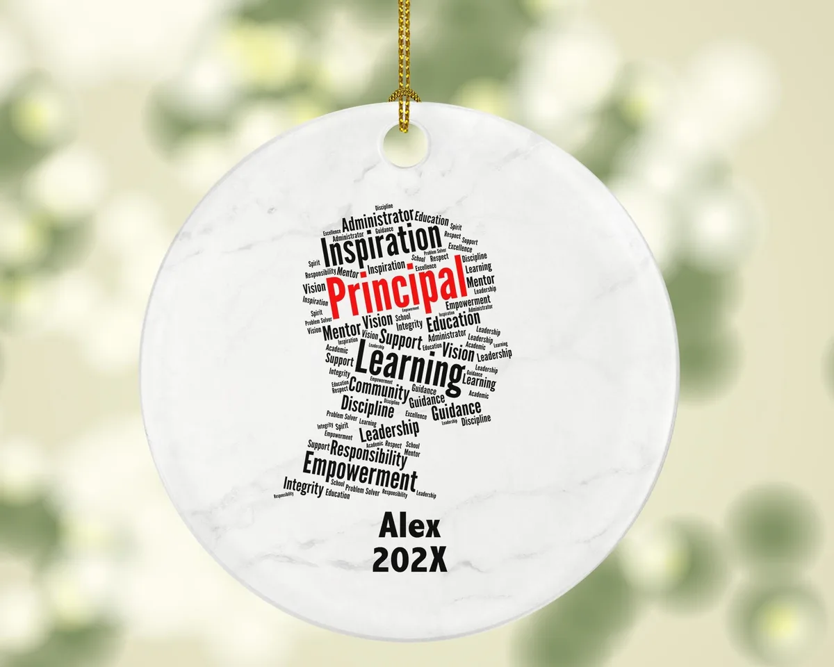 Personalized Principal Ornament – Custom School Leader Christmas Gift – Educational Word Art Ornament – Teacher Appreciation Keepsake