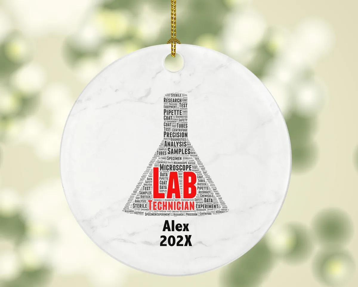 Personalized Lab Technician Christmas Ornament – Custom Science Gift – Laboratory Ornament – Medical Research Professional Keepsake