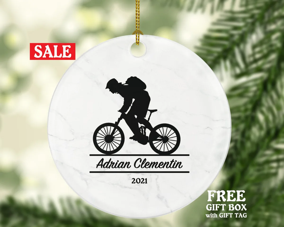Cyclist Male Men Personalized Christmas Ornament - Bicycle Lover Cyclist Riding Bike Bicycle Cycling Gift
