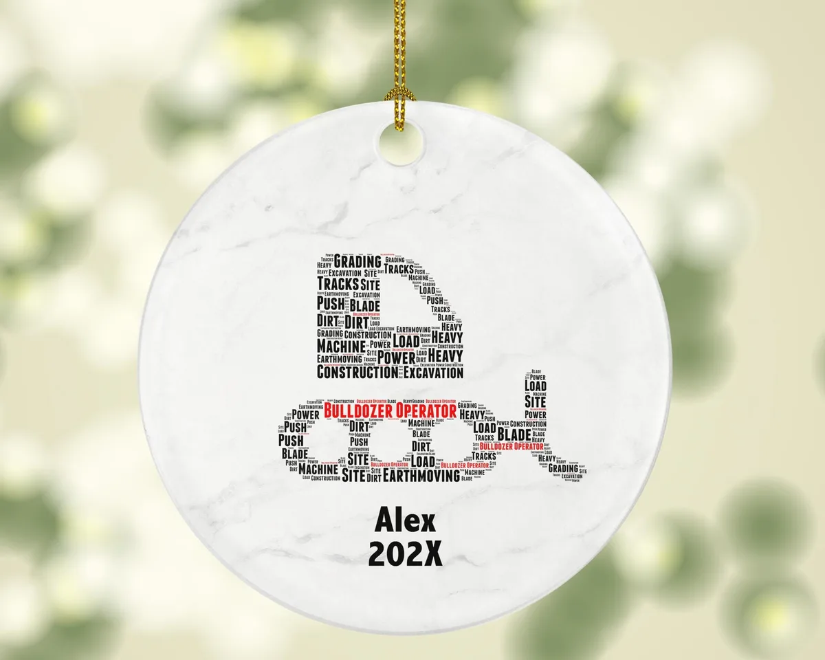 Personalized Bulldozer Operator Christmas Ornament – Custom Construction Gift – Heavy Equipment Operator Ornament Keepsake