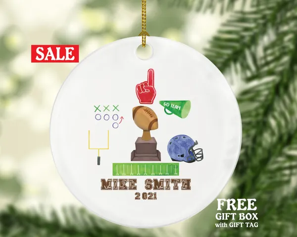 Football Rugby Team Player Gamer Christmas Ornament Personalized - Sports Match Boys Senior Gift Custom Name
