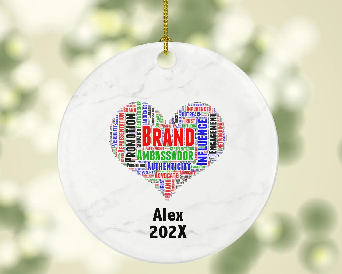 Personalized Brand Ambassador Christmas Ornament – Custom Marketing Gift – Social Media Influencer Ornament – Business Keepsake