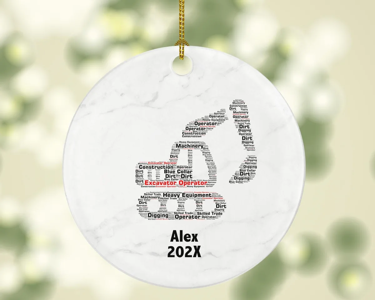 Personalized Excavator Operator Christmas Ornament – Custom Construction Gift – Heavy Equipment Ornament – Digger Operator Keepsake