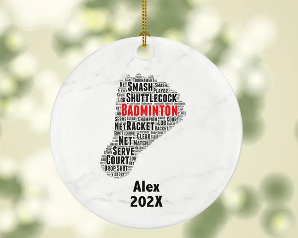 Personalized Badminton Christmas Ornament – Custom Sports Gift – Racket and Shuttlecock Ornament – Player Holiday Keepsake