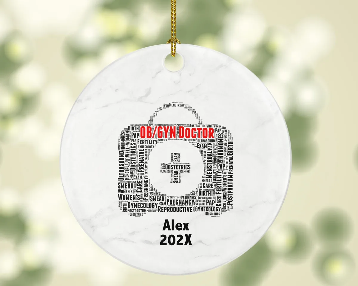Personalized OB GYN Doctor Christmas Ornament – Custom Medical Gift – Obstetrician Gynecologist Ornament – Healthcare Holiday Keepsake